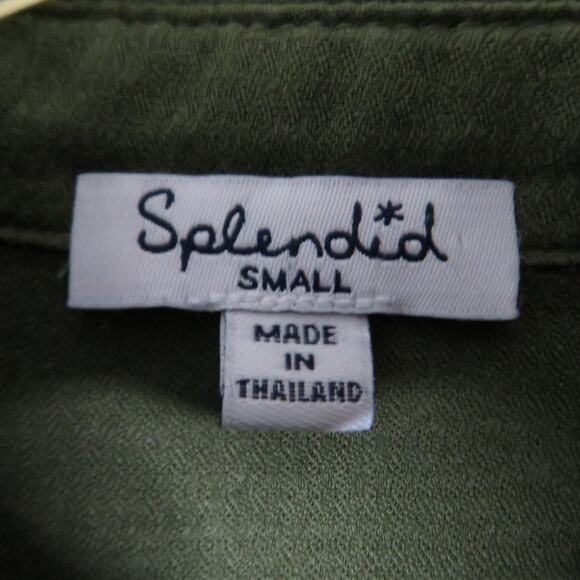 Splendid Shirt Dress, Long Sleeve Button Up Womens Sz Small Olive Green - Picture 5 of 8